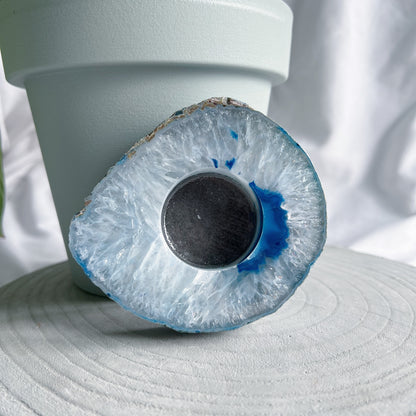 Platte agaat schijf - theelichthouder