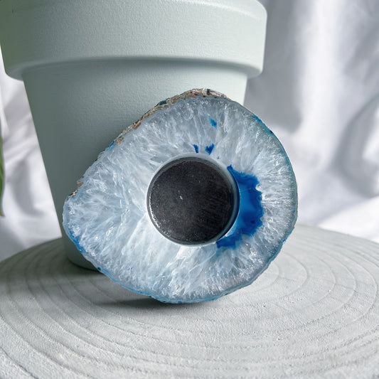 Platte agaat schijf - theelichthouder